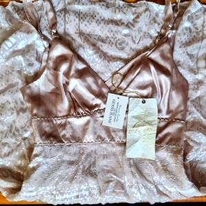 NWT Guess Silk babydoll slip dress beaded satin floral damask coquette romantic